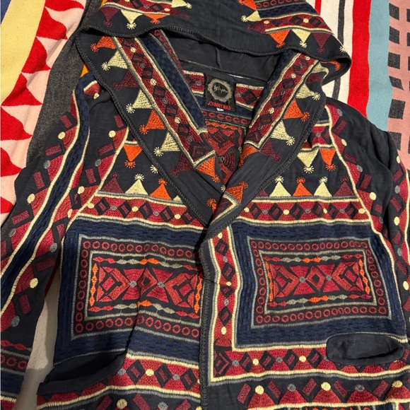 Biya Johnny Was Navy Multicolored Embroidered Duster. Size Small. - Picture 7 of 10